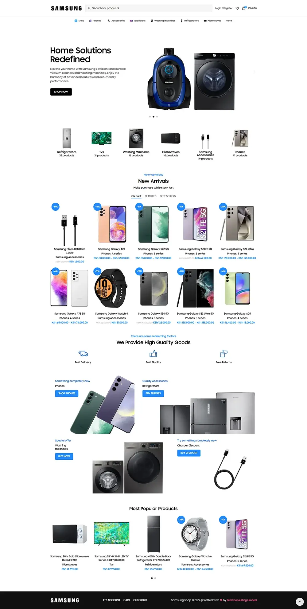 Full-page screenshot of the Samsung Shop Kenya website