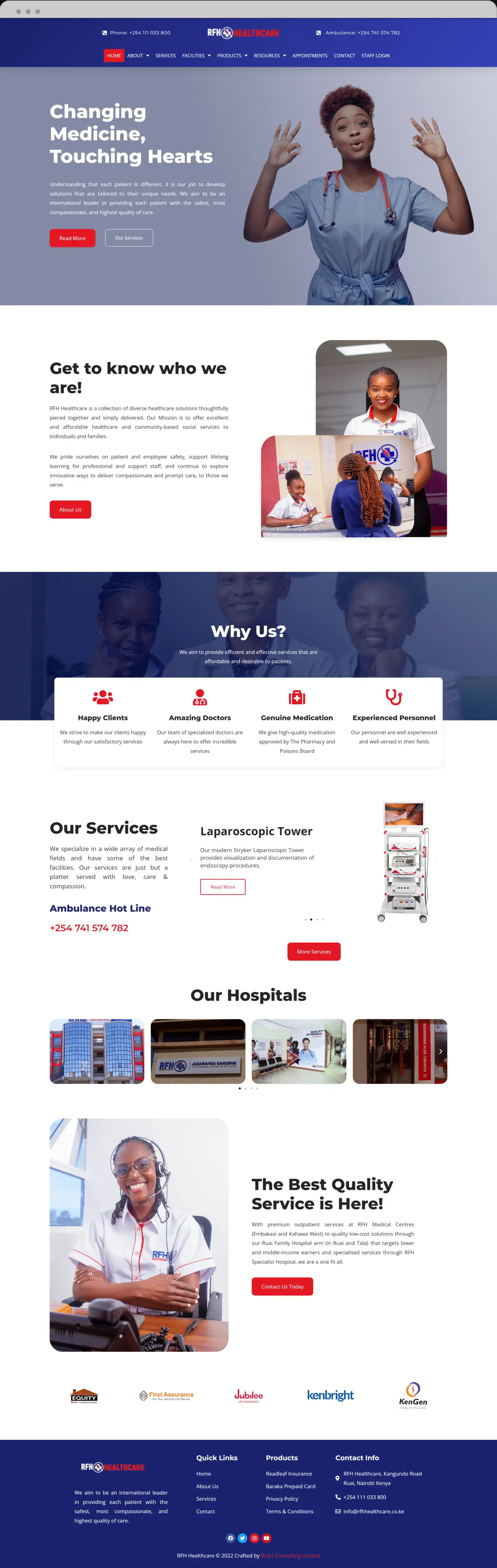 RFH Healthcare Single Page Layout