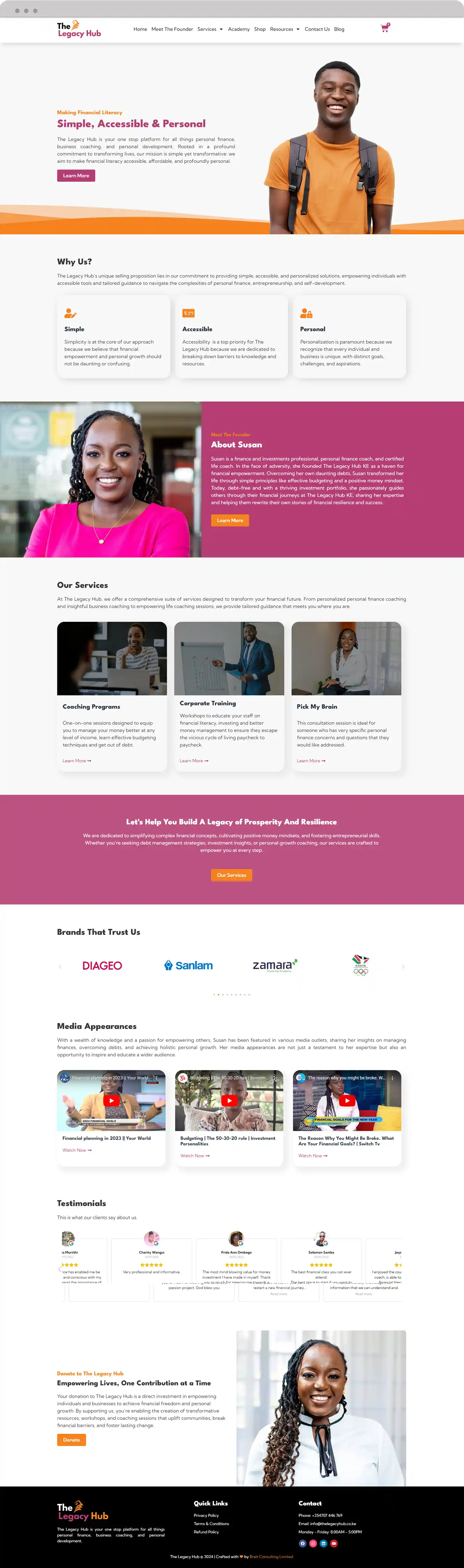 The Legacy Hub Single Page Layout